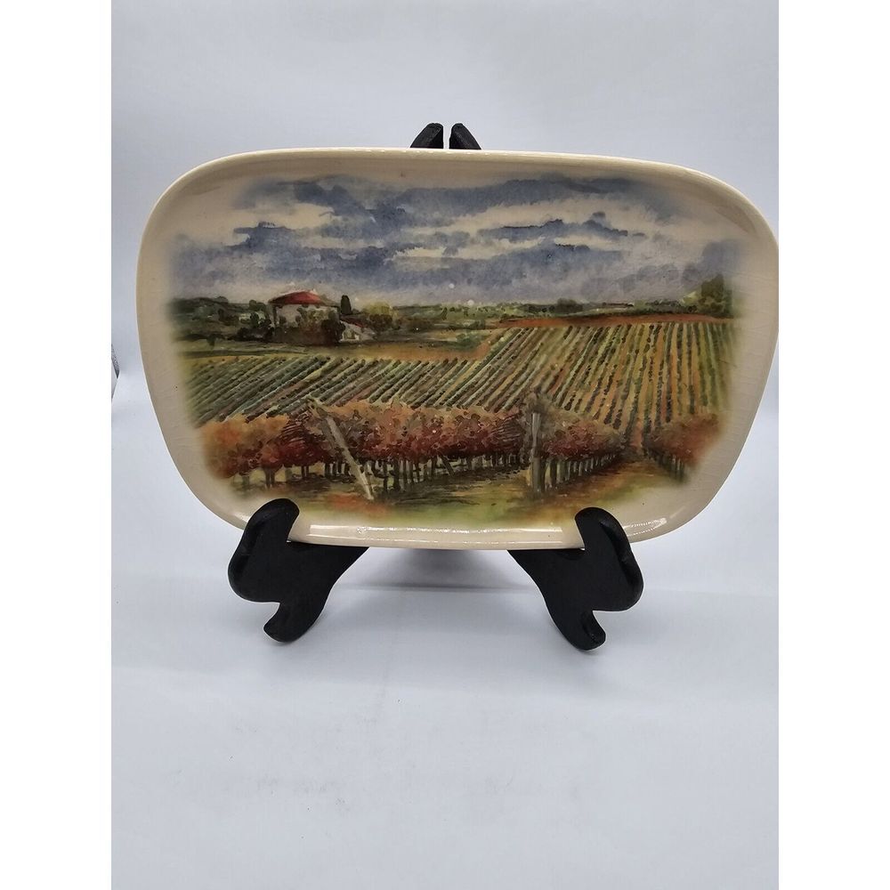 Ceramisia Salad Serving Pasta‎ Tray Plate Italian Winery Scene Made In Italy